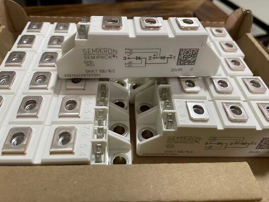 SKKT106/16E 1600V 106A Dual Thyristor Module Low VF 1.35V 2.4kA Surge AlN Ceramic Base Pressure Contacts SEMIPACK1 Isolated UL Certified for Soft Starters and Drives